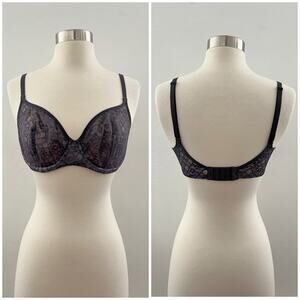 Victoria's Secret Body by Victoria Unlined Demi Bra Lace Sheer Mesh Gray 32DDD